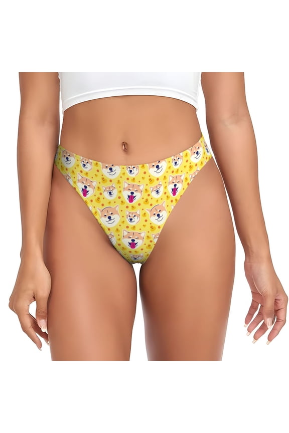 Thongs for Women - Cute Corgi Dog Funny Duck No Show Seamless Womens Thongs Underwear, Breathable G String Thongs for Women, Ladies Stretch Low Rise Thong Bikini Panties Briefs