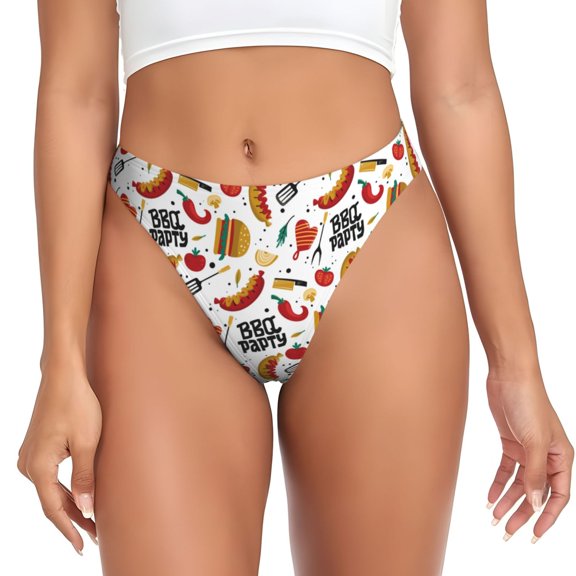 Thongs for Women - Cute Food Mushroom Chili Tomatoes No Show Seamless Womens Thongs Underwear, Breathable G String Thongs for Women, Ladies Stretch Low Rise Thong Bikini Panties Briefs