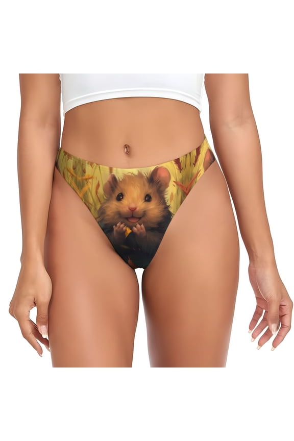 Thongs for Women - Cute Sunflower Guinea Pig No Show Seamless Womens Thongs Underwear, Breathable G String Thongs for Women, Ladies Stretch Low Rise Thong Bikini Panties Briefs