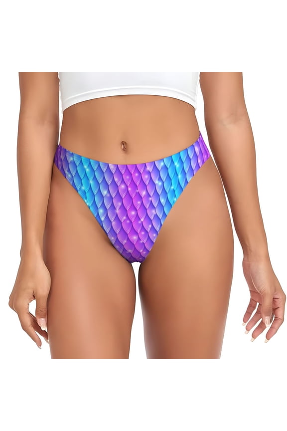 Thongs for Women - Dragon Skin Fish Scale No Show Seamless Womens Thongs Underwear, Breathable G String Thongs for Women, Ladies Stretch Low Rise Thong Bikini Panties Briefs