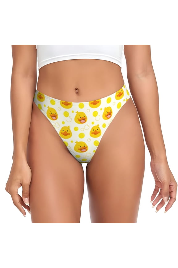Thongs for Women - Ducky Cartoon No Show Seamless Womens Thongs Underwear, Breathable G String Thongs for Women, Ladies Stretch Low Rise Thong Bikini Panties Briefs