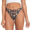 thumbnail image 1 of Thongs for Women - England Stamps Pattern No Show Seamless Womens Thongs Underwear, Soft Stretch G String Thongs for Women,Cuteness Ladies Thong Bikini Panties Briefs, 1 of 5