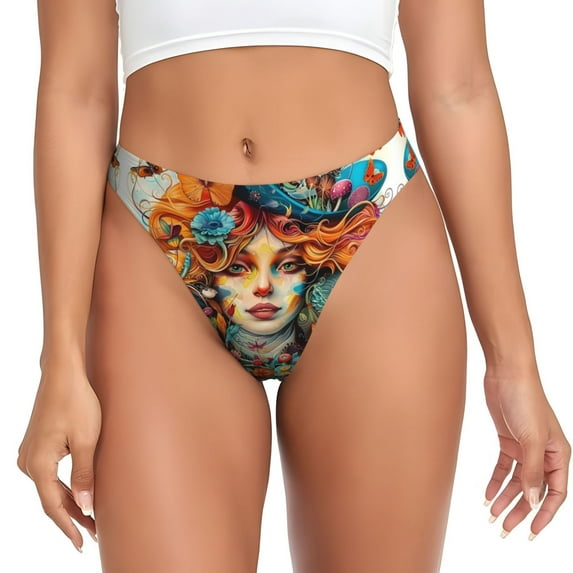 Thongs for Women - Fantastical Butterfly Woman No Show Seamless Womens Thongs Underwear, Soft Stretch G String Thongs for Women,Cuteness Ladies Thong Bikini Panties Briefs