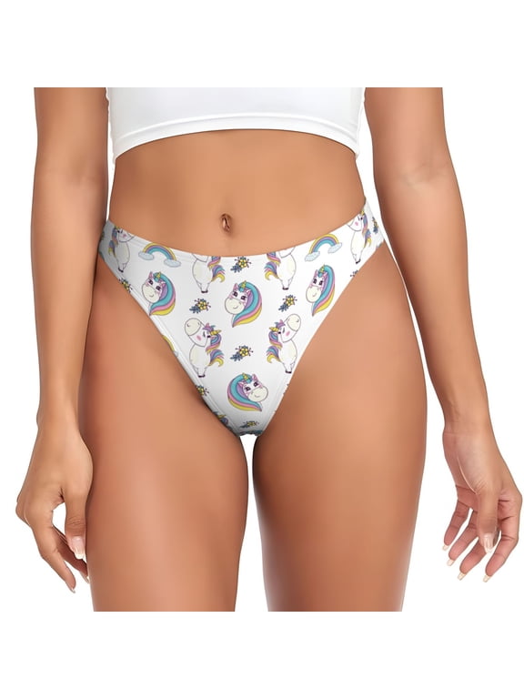 Thongs for Women - Funny Kawaii Horse Dancing No Show Seamless Womens Thongs Underwear, Breathable G String Thongs for Women, Ladies Stretch Low Rise Thong Bikini Panties Briefs