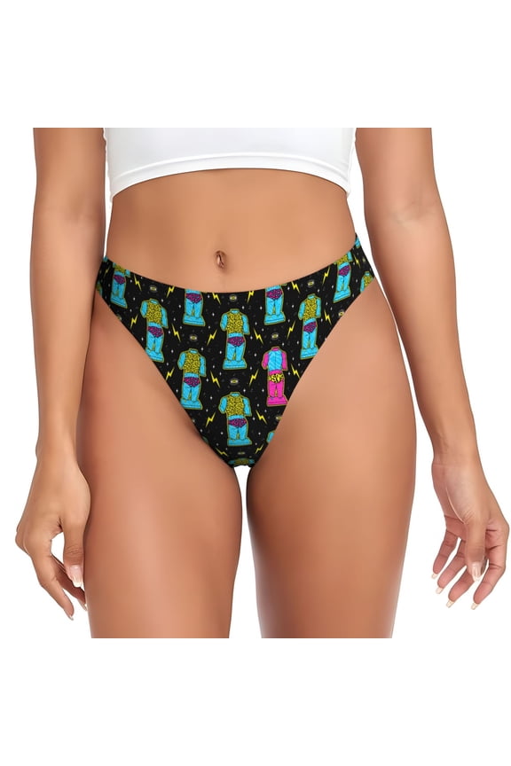 Thongs for Women - Funny Leopard Print Model No Show Seamless Womens Thongs Underwear, Breathable G String Thongs for Women, Ladies Stretch Low Rise Thong Bikini Panties Briefs