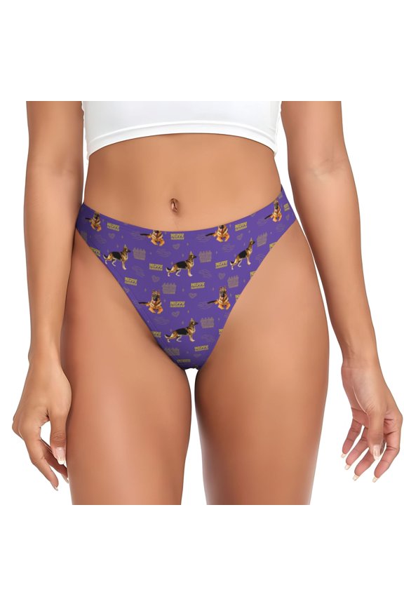 Thongs for Women - German Shepherd Dog No.1019 No Show Seamless Womens Thongs Underwear, Breathable G String Thongs for Women, Ladies Stretch Low Rise Thong Bikini Panties Briefs