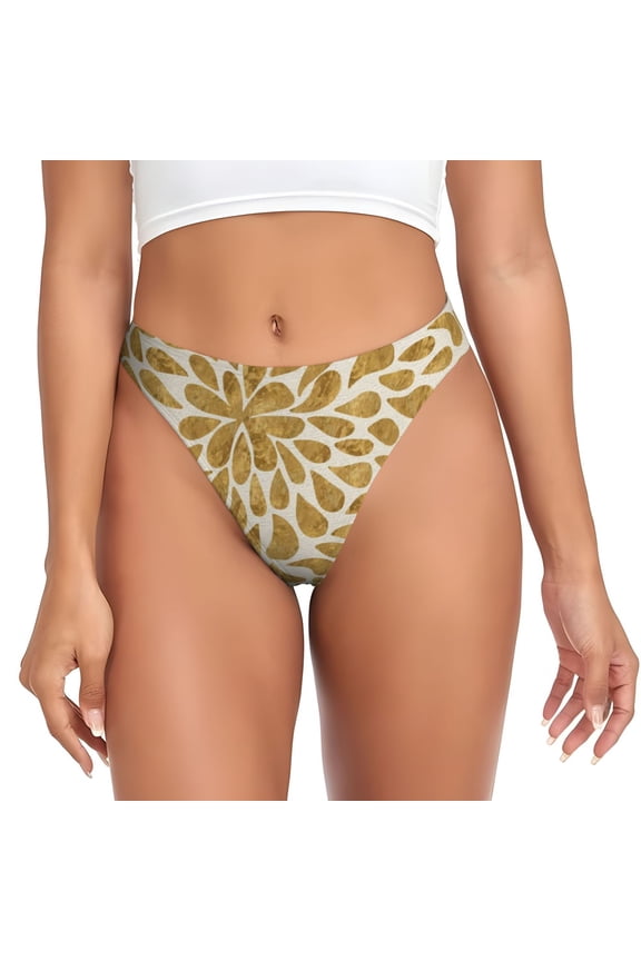 Thongs for Women - Gold Drops No Show Seamless Womens Thongs Underwear, Breathable G String Thongs for Women, Ladies Stretch Low Rise Thong Bikini Panties Briefs