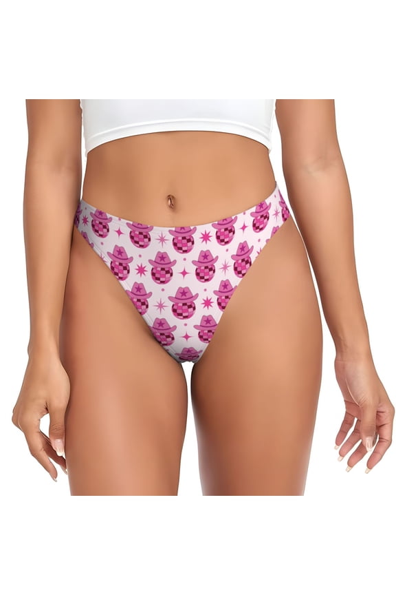 Thongs for Women - Groovy Pink Disco Balls No Show Seamless Womens Thongs Underwear, Breathable G String Thongs for Women, Ladies Stretch Low Rise Thong Bikini Panties Briefs