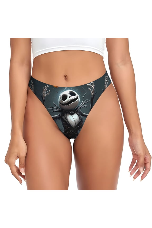 Thongs for Women - Halloween Dancing Skeleton Man No Show Seamless Womens Thongs Underwear, Breathable G String Thongs for Women, Ladies Stretch Low Rise Thong Bikini Panties Briefs