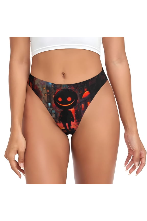Thongs for Women - Halloween Sunset Ghost No Show Seamless Womens Thongs Underwear, Breathable G String Thongs for Women, Ladies Stretch Low Rise Thong Bikini Panties Briefs