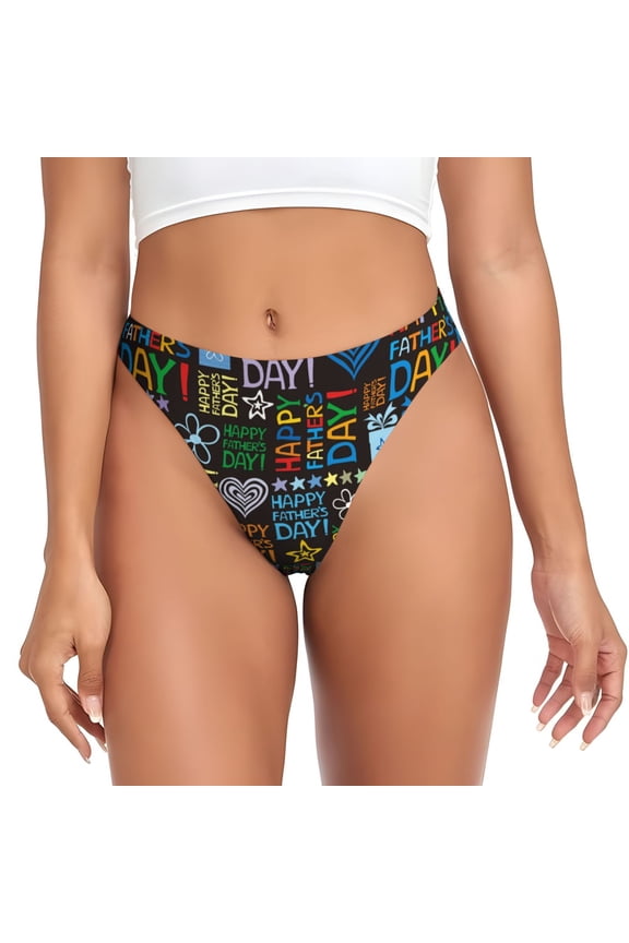 Thongs for Women - Happy Father Day No Show Seamless Womens Thongs Underwear, Breathable G String Thongs for Women, Ladies Stretch Low Rise Thong Bikini Panties Briefs
