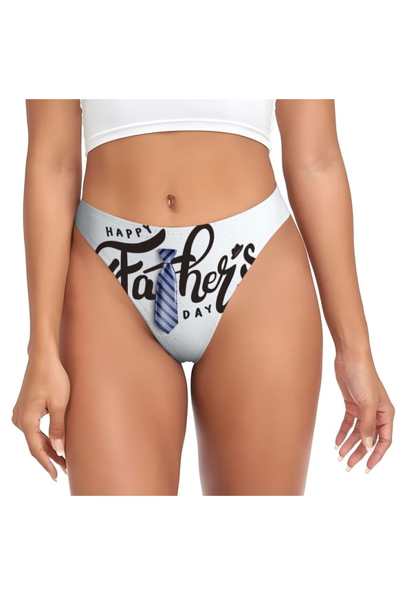 Thongs for Women - Happy Father's Day No Show Seamless Womens Thongs Underwear, Breathable G String Thongs for Women, Ladies Stretch Low Rise Thong Bikini Panties Briefs
