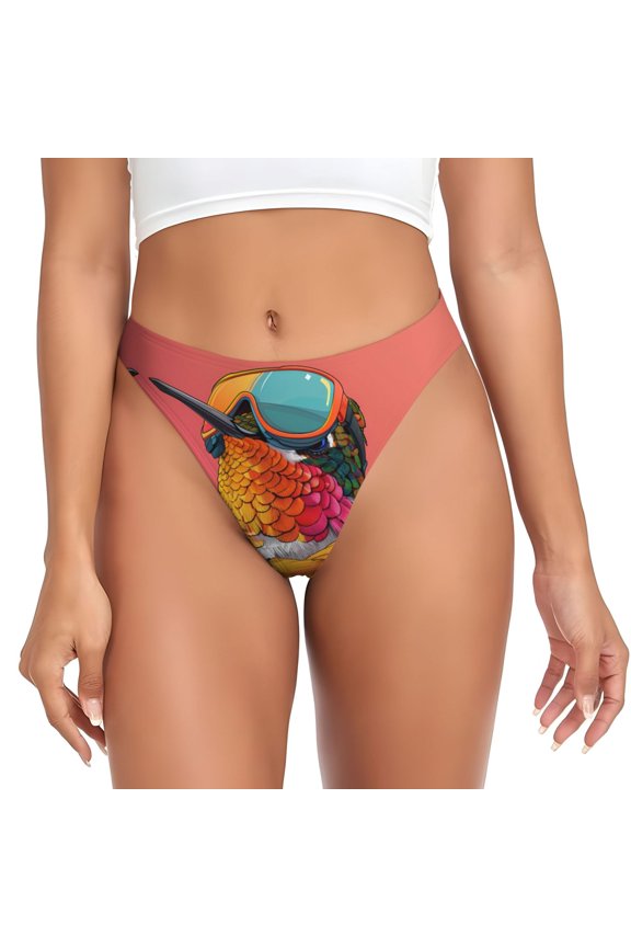 Thongs for Women - Hip Hummingbird In Jacket No Show Seamless Womens Thongs Underwear, Breathable G String Thongs for Women, Ladies Stretch Low Rise Thong Bikini Panties Briefs