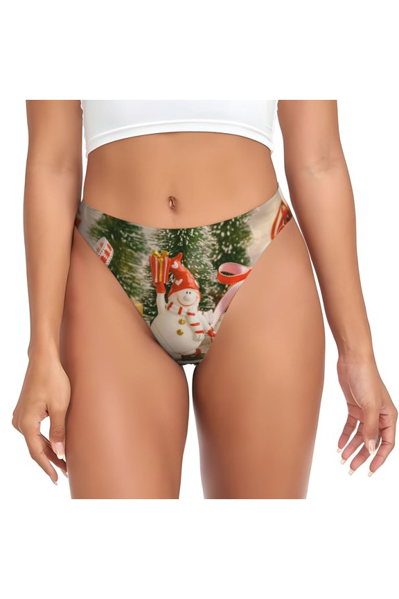 Thongs for Women - Holiday Christmas Stars No Show Seamless Womens Thongs Underwear, Breathable G String Thongs for Women, Ladies Stretch Low Rise Thong Bikini Panties Briefs