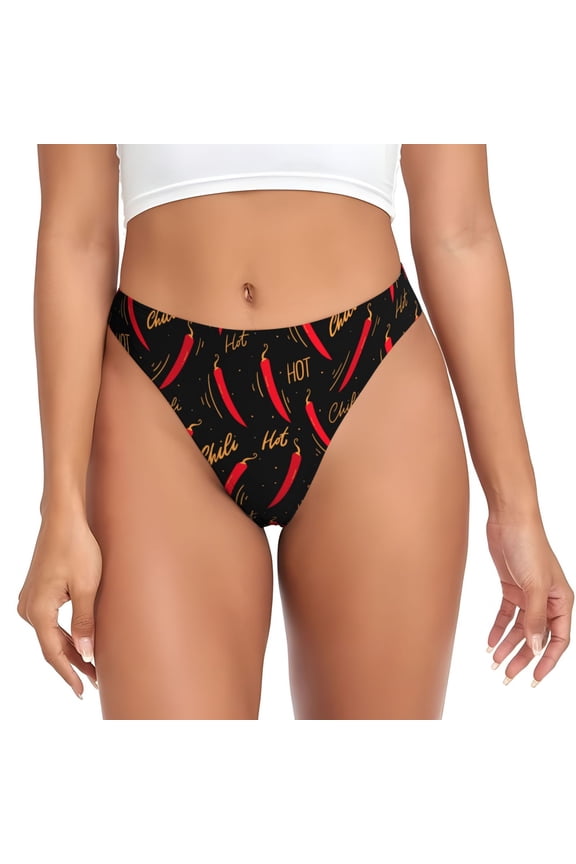 Thongs for Women - Hot Chili No Show Seamless Womens Thongs Underwear, Breathable G String Thongs for Women, Ladies Stretch Low Rise Thong Bikini Panties Briefs