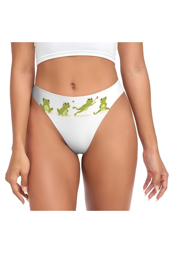 Thongs for Women - Hunting Frog No Show Seamless Womens Thongs Underwear, Breathable G String Thongs for Women, Ladies Stretch Low Rise Thong Bikini Panties Briefs