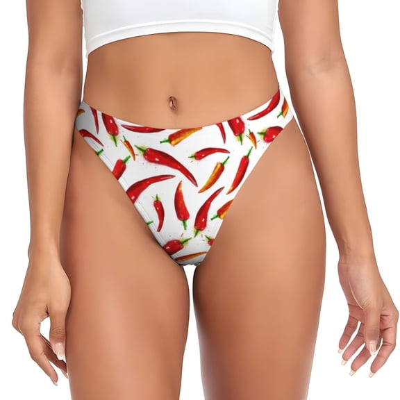 Thongs for Women - Ink Chili Pepper Print No Show Seamless Womens Thongs Underwear, Breathable G String Thongs for Women, Ladies Stretch Low Rise Thong Bikini Panties Briefs