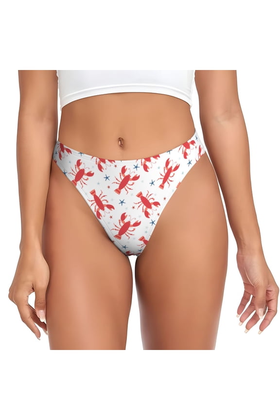 Thongs for Women - Lobsters And Sea Stars No Show Seamless Womens Thongs Underwear, Breathable G String Thongs for Women, Ladies Stretch Low Rise Thong Bikini Panties Briefs