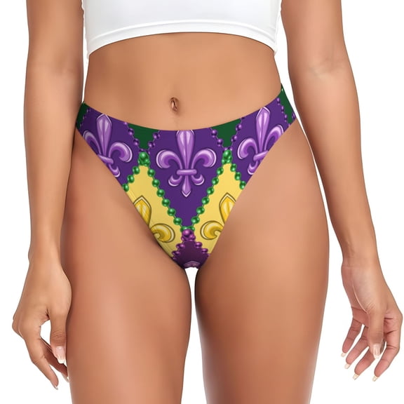 Thongs for Women - Mardi Gras4 No Show Seamless Womens Thongs Underwear, Breathable G String Thongs for Women, Ladies Stretch Low Rise Thong Bikini Panties Briefs