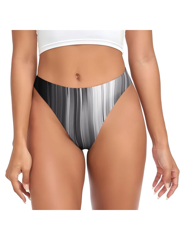 Thongs for Women - Monochrome Abstract Lines No Show Seamless Womens Thongs Underwear, Breathable G String Thongs for Women, Ladies Stretch Low Rise Thong Bikini Panties Briefs