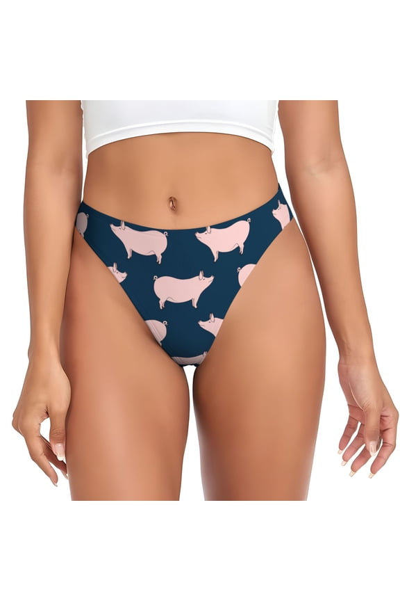 Thongs for Women - Pig 1 No Show Seamless Womens Thongs Underwear, Breathable G String Thongs for Women, Ladies Stretch Low Rise Thong Bikini Panties Briefs