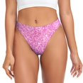 thumbnail image 1 of Thongs for Women - Pink Purple Glitter Texture No Show Seamless Womens Thongs Underwear, Soft Stretch G String Thongs for Women,Cuteness Ladies Thong Bikini Panties Briefs, 1 of 5