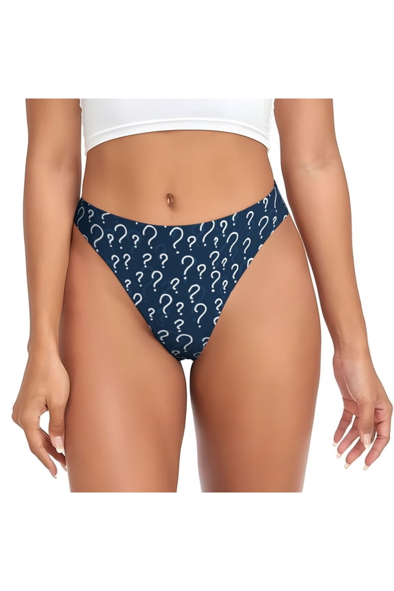 Thongs for Women - Question Marks No Show Seamless Womens Thongs Underwear, Breathable G String Thongs for Women, Ladies Stretch Low Rise Thong Bikini Panties Briefs
