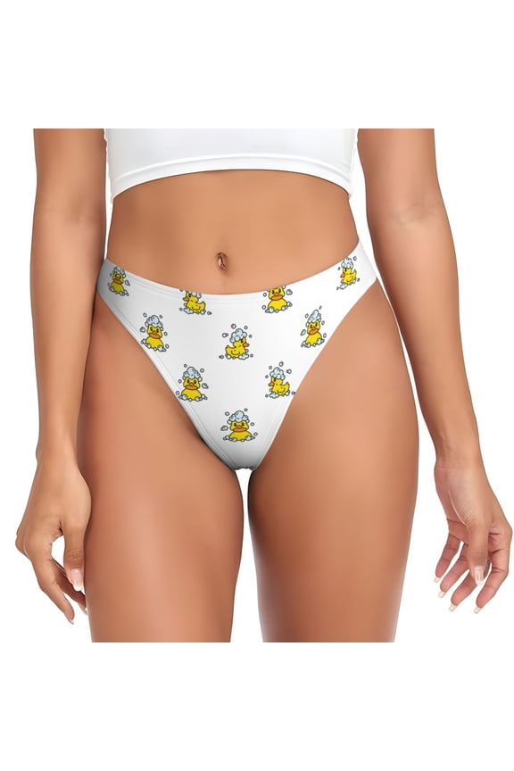 Thongs for Women - Rubber Duck Showe No Show Seamless Womens Thongs Underwear, Breathable G String Thongs for Women, Ladies Stretch Low Rise Thong Bikini Panties Briefs