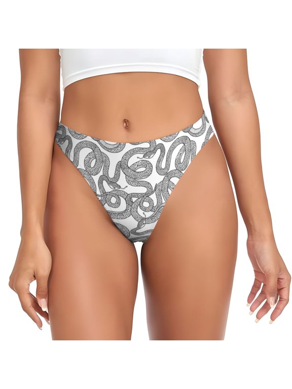 Thongs for Women - Simple Black Lines Cute Snake No Show Seamless Womens Thongs Underwear, Breathable G String Thongs for Women, Ladies Stretch Low Rise Thong Bikini Panties Briefs