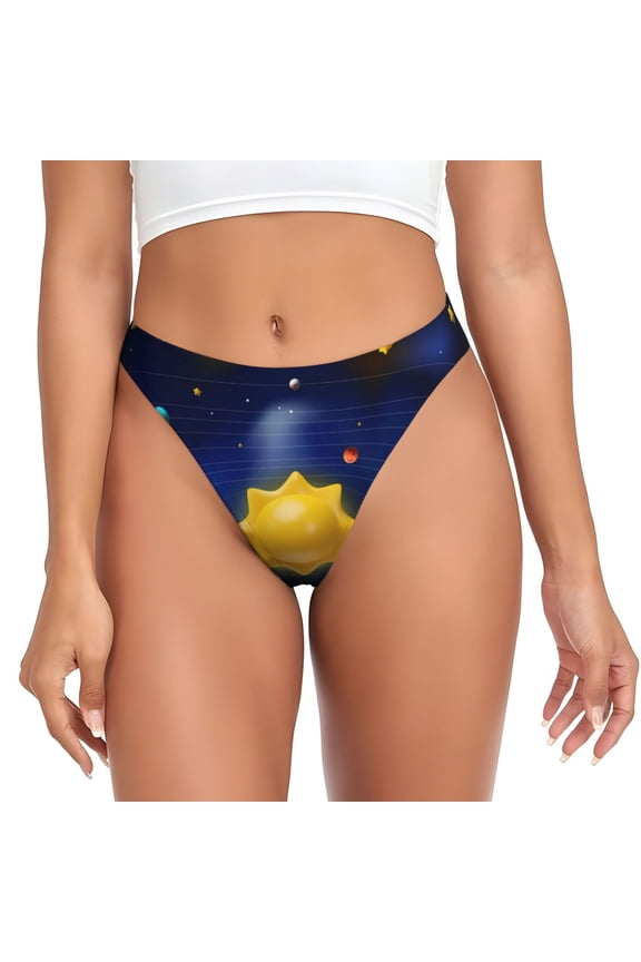 Thongs for Women - Solar System No Show Seamless Womens Thongs Underwear, Breathable G String Thongs for Women, Ladies Stretch Low Rise Thong Bikini Panties Briefs