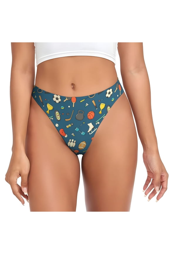 Thongs for Women - Sports Ball No Show Seamless Womens Thongs Underwear, Breathable G String Thongs for Women, Ladies Stretch Low Rise Thong Bikini Panties Briefs