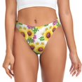 thumbnail image 1 of Thongs for Women - Sunflowers No Show Seamless Womens Thongs Underwear, Soft Stretch G String Thongs for Women,Cuteness Ladies Thong Bikini Panties Briefs, 1 of 5