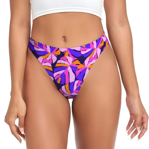 Thongs for Women - Tropics Leaf No Show Seamless Womens Thongs Underwear, Breathable G String Thongs for Women, Ladies Stretch Low Rise Thong Bikini Panties Briefs