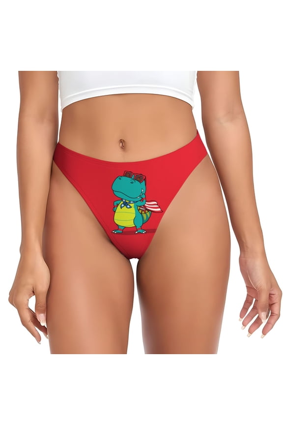 Thongs for Women - USA Confident Superhero Dino No Show Seamless Womens Thongs Underwear, Breathable G String Thongs for Women, Ladies Stretch Low Rise Thong Bikini Panties Briefs