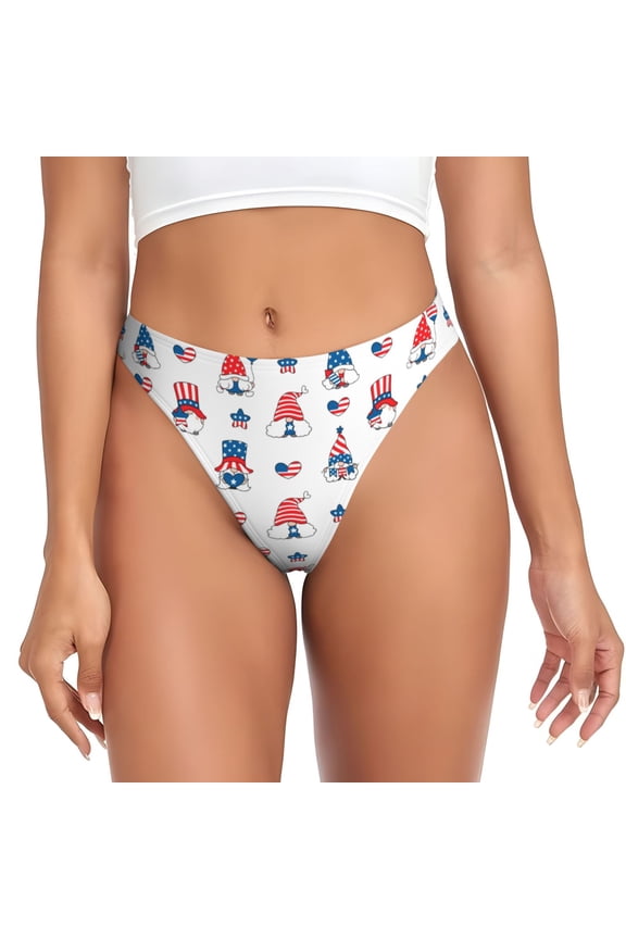 Thongs for Women - USA Flag Print A No Show Seamless Womens Thongs Underwear, Breathable G String Thongs for Women, Ladies Stretch Low Rise Thong Bikini Panties Briefs