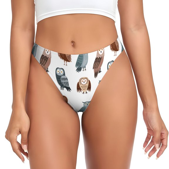 Thongs for Women - Ugly Dorky Owl No Show Seamless Womens Thongs Underwear, Breathable G String Thongs for Women, Ladies Stretch Low Rise Thong Bikini Panties Briefs