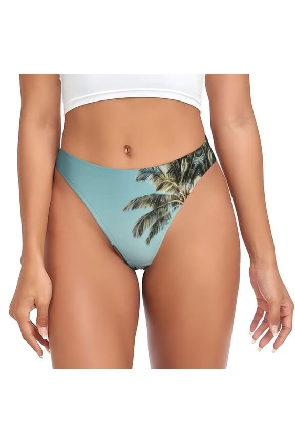 Thongs for Women - Vintage Surf Van Beach No Show Seamless Womens Thongs Underwear, Breathable G String Thongs for Women, Ladies Stretch Low Rise Thong Bikini Panties Briefs