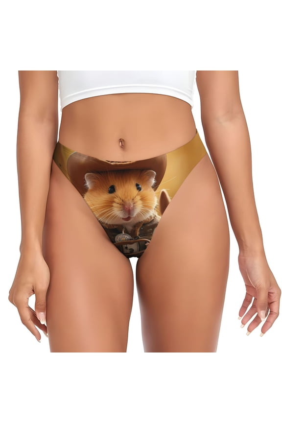 Thongs for Women - Western Cowboy Guinea Pig No Show Seamless Womens Thongs Underwear, Breathable G String Thongs for Women, Ladies Stretch Low Rise Thong Bikini Panties Briefs