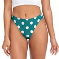 thumbnail image 1 of Thongs for Women - White Polka Dots With Teal Background No Show Seamless Womens Thongs Underwear, Soft Stretch G String Thongs for Women,Cuteness Ladies Thong Bikini Panties Briefs, 1 of 5