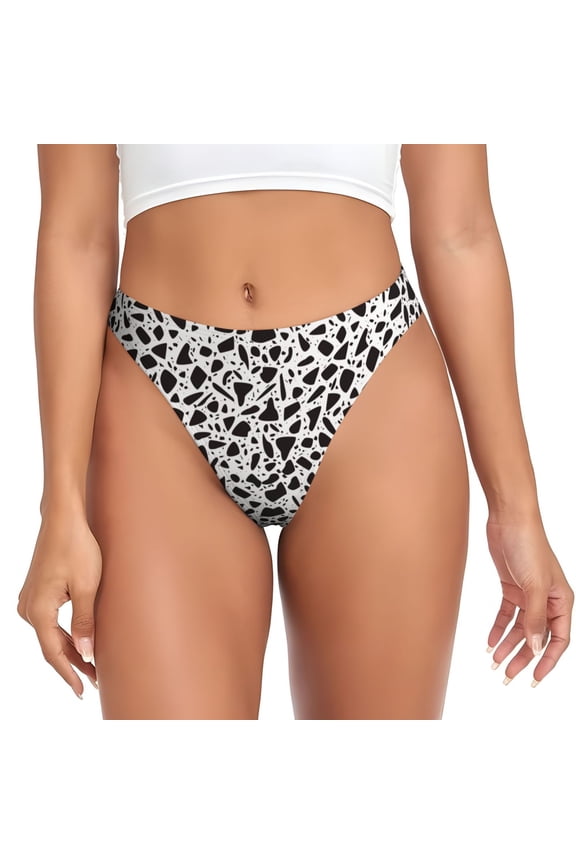 Thongs for Women - black white graphics No Show Seamless Womens Thongs Underwear, Breathable G String Thongs for Women, Ladies Stretch Low Rise Thong Bikini Panties Briefs