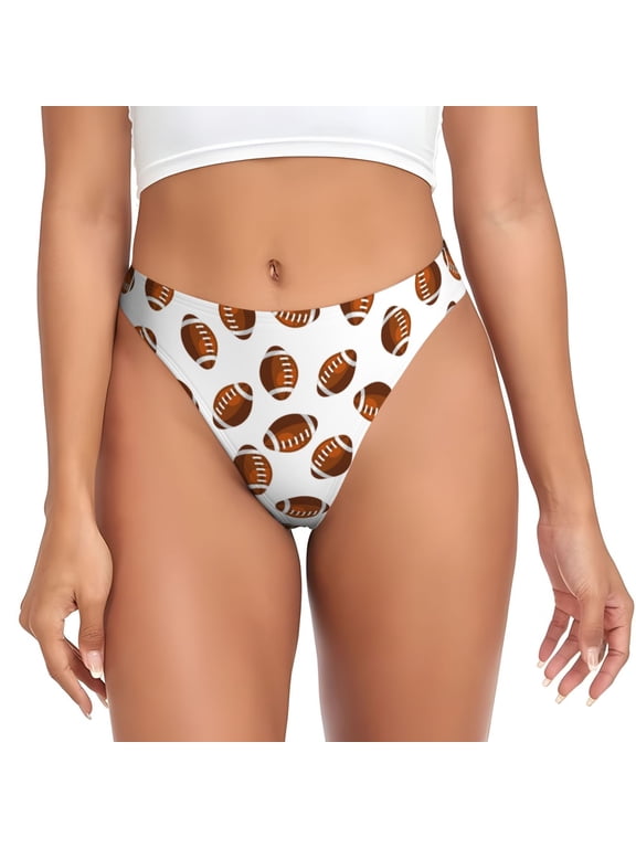 Thongs for Women - brown rugby American football No Show Seamless Womens Thongs Underwear, Breathable G String Thongs for Women, Ladies Stretch Low Rise Thong Bikini Panties Briefs