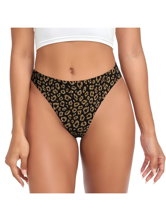 Thongs for Women - fashion golden glitter black No Show Seamless Womens Thongs Underwear, Breathable G String Thongs for Women, Ladies Stretch Low Rise Thong Bikini Panties Briefs