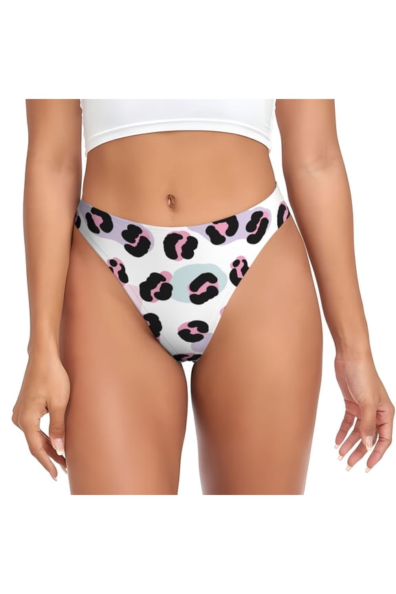 Thongs for Women - retro print leopard No Show Seamless Womens Thongs Underwear, Breathable G String Thongs for Women, Ladies Stretch Low Rise Thong Bikini Panties Briefs