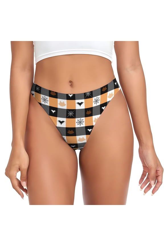 Thongs for Women - spider web bat halloween No Show Seamless Womens Thongs Underwear, Breathable G String Thongs for Women, Ladies Stretch Low Rise Thong Bikini Panties Briefs