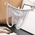 thumbnail image 1 of Thongs for Women Low Rise Lace Cut out Mesh Lingerie Crotchless Panty Sexy Underwear for Women, 1 of 3