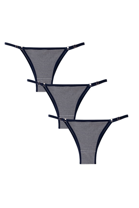 Thongs for Women Sexy Knitting Mesh Underpants Breathable Bikini Woman G String T-back Low Rise Panties Underwear 3 Pack Set