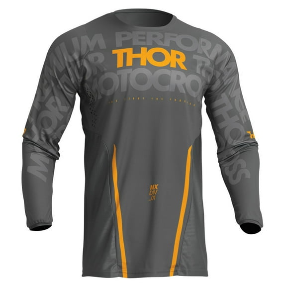Thor 2024 Pulse Mono Offroad Motocross Dirt Bike Jersey - Gray/Yellow - Small