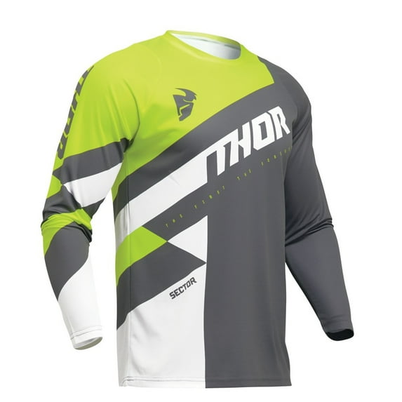 Thor 2024 Sector Checker Offroad Motocross Dirt Bike Jersey - Gray/Acid - Large