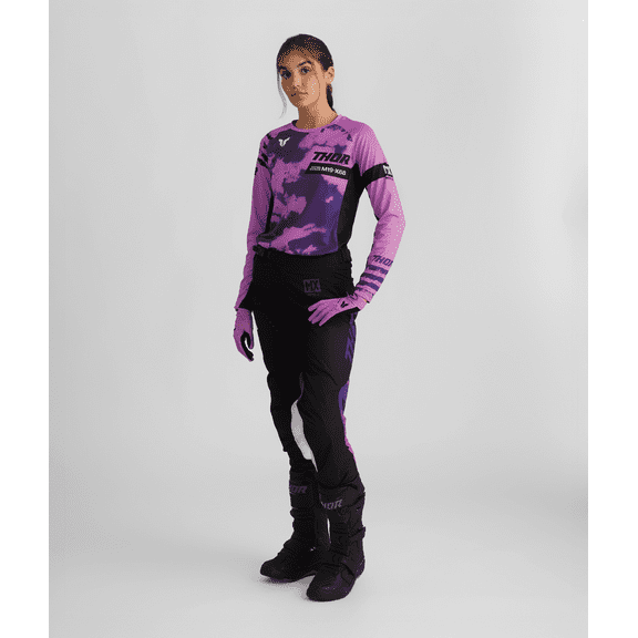 Thor 2026 Womens Launchmode Bleach Black/Orchid Motocross Offroad Jersey Pant Combo (X-Small, 00/0)