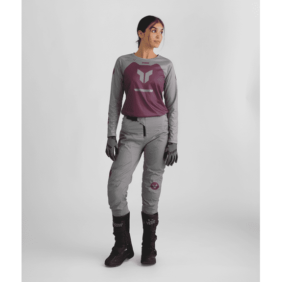 Thor 2026 Womens Ridemode Menace Purple/Gray Motocross Offroad Jersey Pant Combo (XX-Large, 9/10)